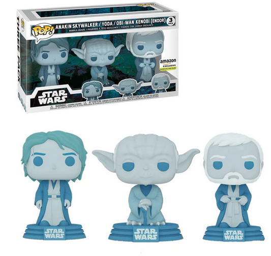Funko Pop! Star Wars - Anakin Skywalker, Yoda, Obi-Wan Kenobi (Force Ghost) 3 Pack (Amazon Exclusive)